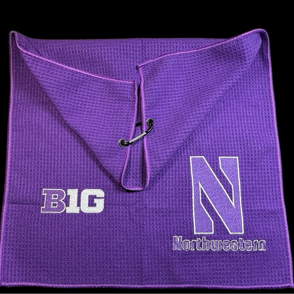 Northwestern University Golf Towel (8inx25in) 2 Sides (35k Stitches)